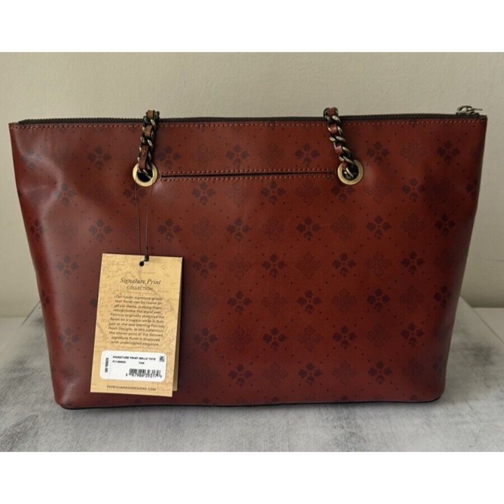 Patricia Nash Belle Tote Signature Print Leather Shoulder Bag Brown Tan NWT - Picture 10 of 16